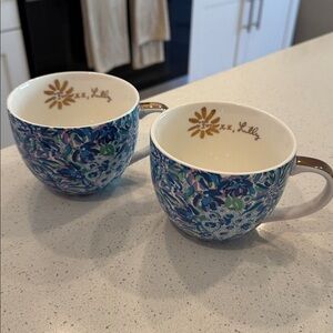 Lilly Pulitzer Blue Floral Mugs